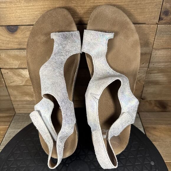 Dansko Sandals Women 7.5 Reece Linen Milled Shoes Multicolor Leather Toe Loop 38 - Picture 5 of 10